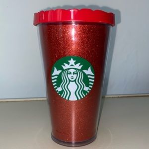 Starbucks 2016 Grande Holiday Tumbler Glitter Red HTF
